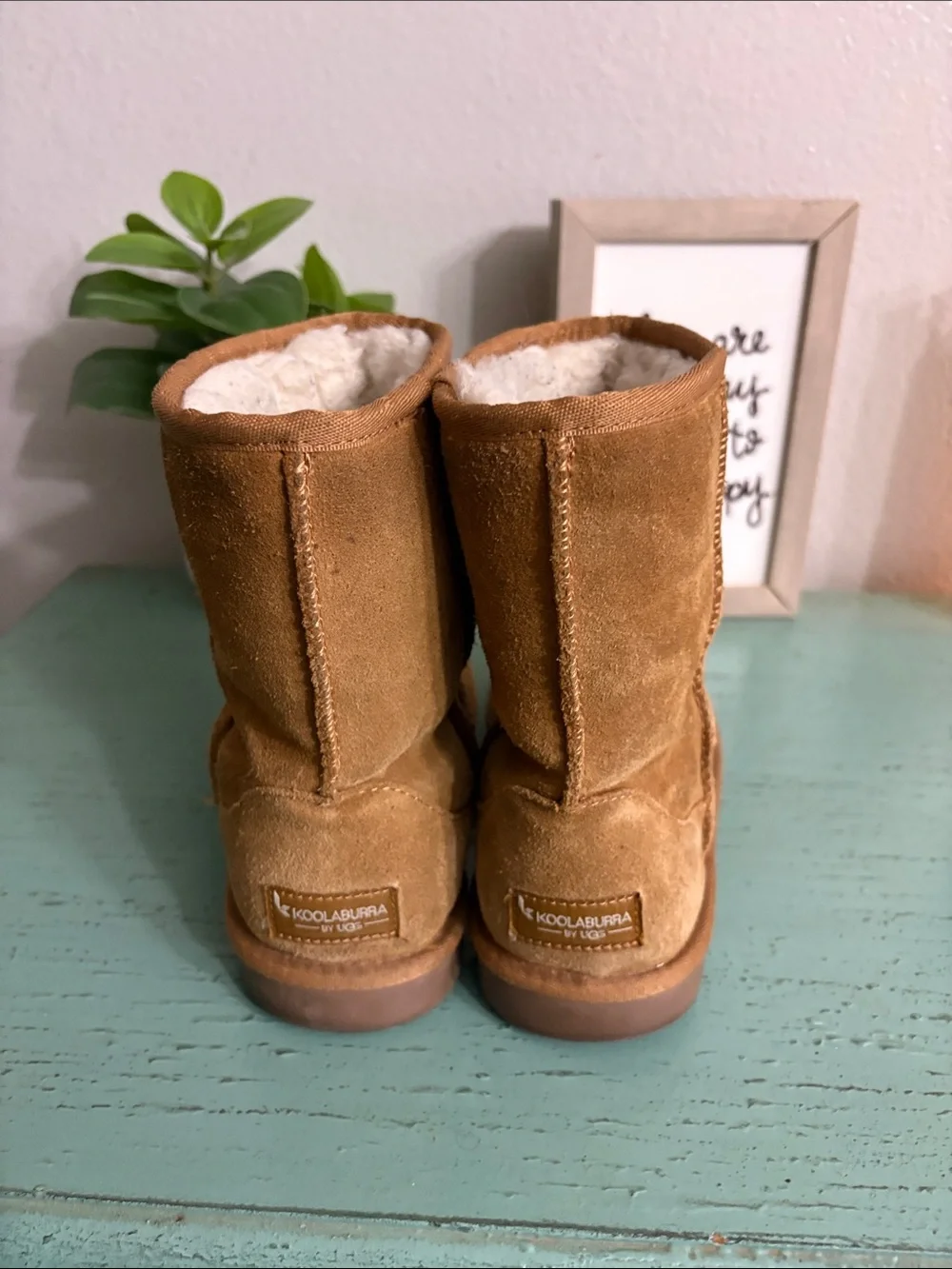 Koolaburra Kids Suede Shearling Lined Tan Boots